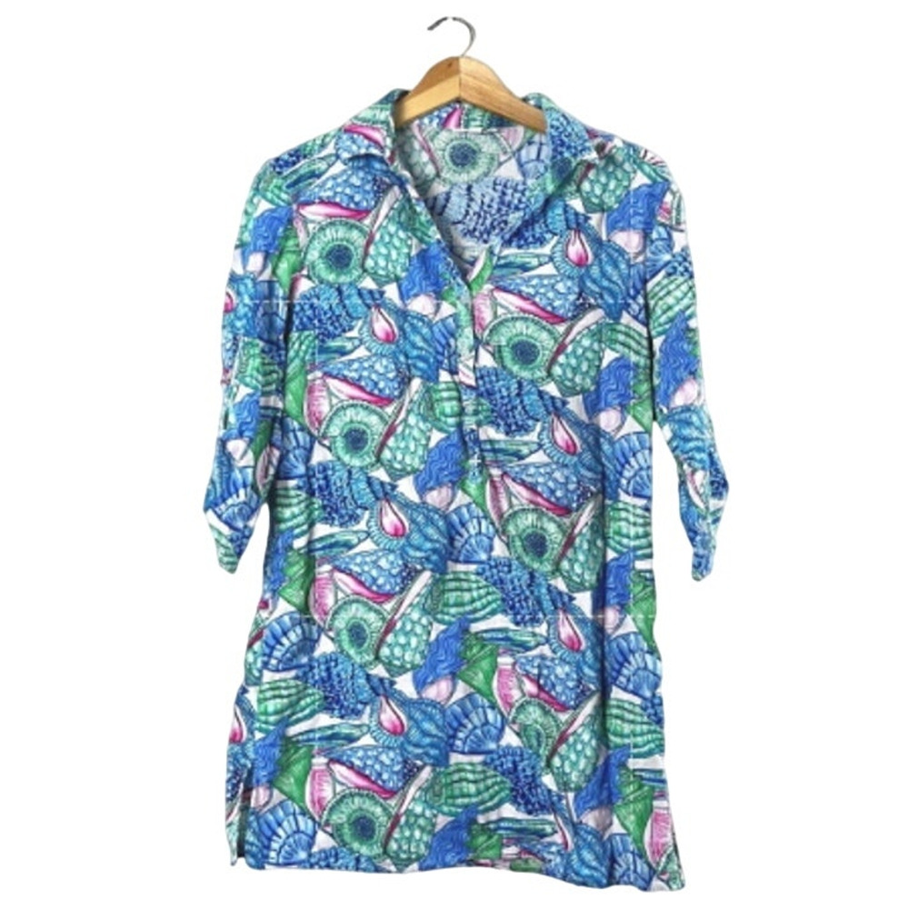 Blue Seashell Talbots Women's Shirt Dress XS